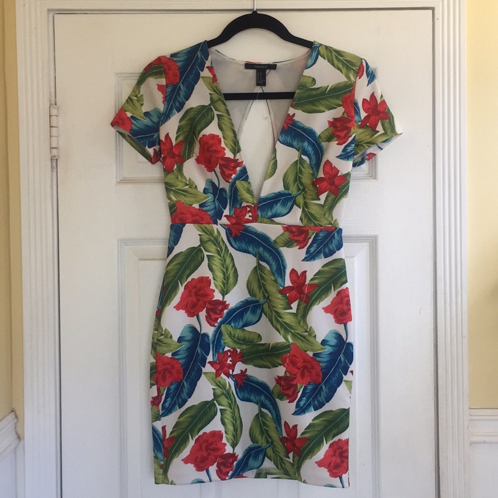Forever 21 Floral Mini Dress - Red, Green, White